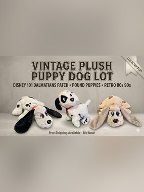 Vintage Plush Puppy Dog Lot Disney 101 Dalmatians Patch Pound Puppies 80s 90s
